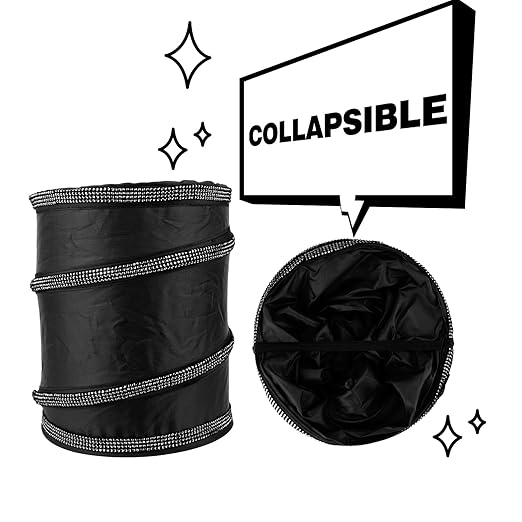 eing Car Trash Can, Portable Garbage Bin with Bling Diamonds, Collapsible Pop-up Water Proof Bag, Waste Basket Bin, Rubbish Bin (1 Pack, Black)