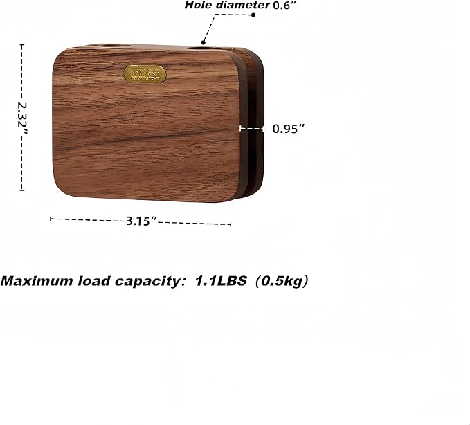 Solid Wood Self-Adhesive Cord Holder for Thick Cables - Cable Management for Nightstand, Kitchen,PC,TV & Office, USB Cable Holder, Wire Organizer