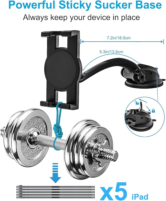 woleyi Car Dashboard Tablet Mount, Dash Tablet Holder for Car with Strong Sticky Gel Suction Cup, Compatible with iPad Pro Air Mini, Galaxy Tabs, Z Fold, Fire HD, iPhone and More 4.7-11" Devices