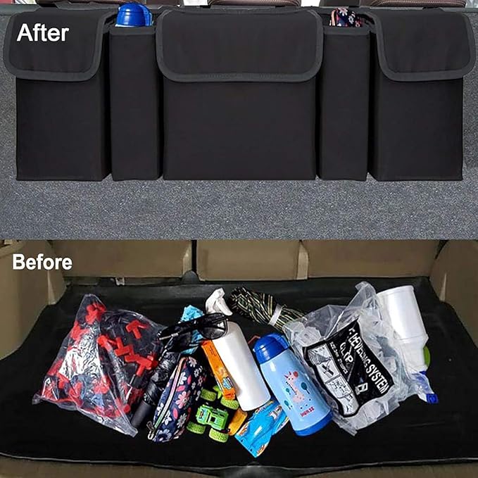 Car Organizers and Storage, Backseat Hanging Organizer with 5 Pockets, Waterproof Collapsible Large Capacity Organization Bag, Interior Accessories Trunk Organizer for Car, SUV, Truck, MPV