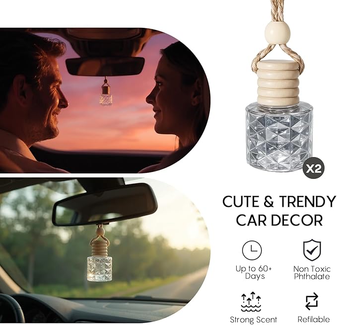 Car Air Freshener-Vanilla Cream Scent Car Fresheners Long Lasting Essential Oil Car Diffuser- Cute Car Accessories for Women Interior without Methyl Carbitol&Hexylene Glycol