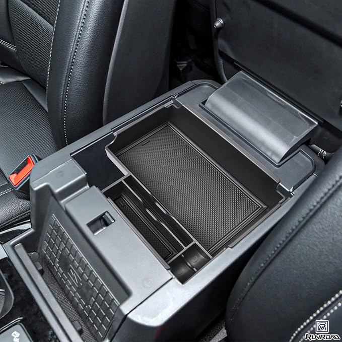 RUNROAD Upgrade Center Console Organizer Tray Compatible with Ford Explorer 2026 2025 2024 2023 2022 2021 2020 Accessories, ABS Armrest Tray Console Dividers Secondary Storage Box Container, Black