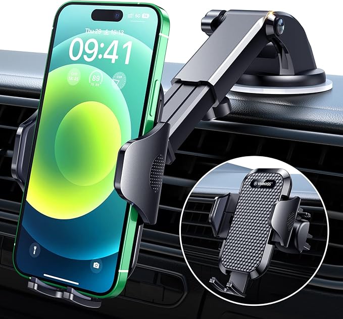 VANMASS Phone Holders for Your Car 2026 Upgraded Military-Grade Car Phone Holder【90+LBS Strongest Suction】Cell Phone Mount Truck Stand for Dashboard Windshield Vent for iPhone 17 Pro Max 16 15 Android