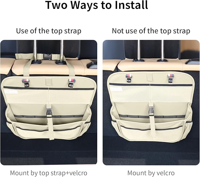 Car Seat Organizer for the Front or Back Seat or Trunk, Multi-Use Car Interior Storage bag, Fit for SUV/MPV/Truck,Premium Waterproof Faux Leather (1, Beige)