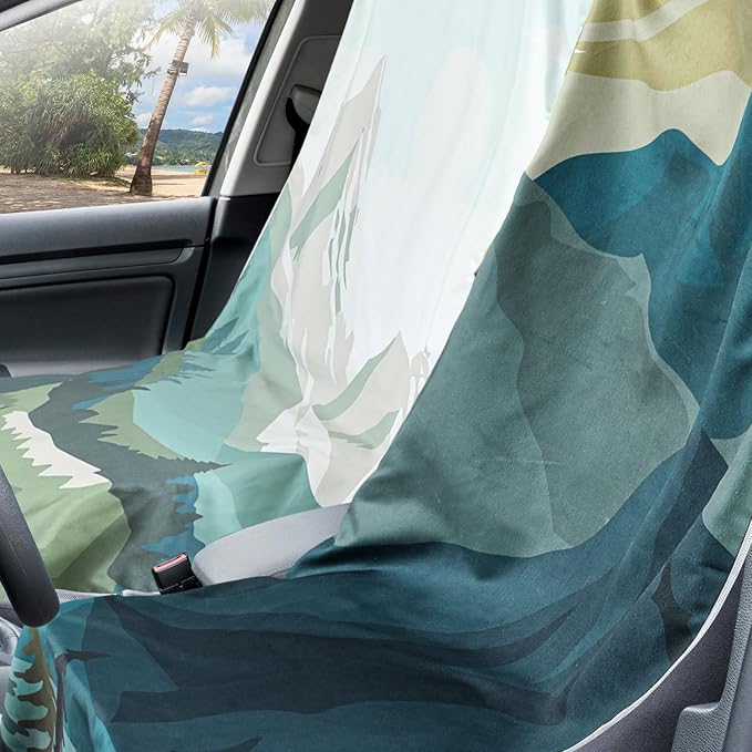 Hahafelt 4 Pack Car Seat Towel Covers with Storage Bag 63 x 32 Inch Athletic Running Towel Seat Sweat Washable Non Slip Cover Gift for Car Outdoor Sport Activities (Landscape)