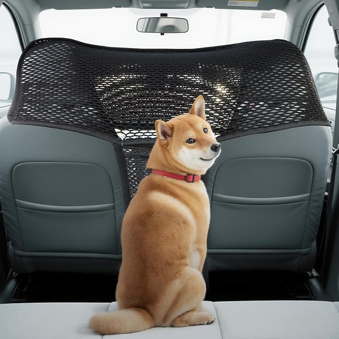 Car Dog Barrier Net Car Mesh Organizer Back Seat Divider for Dog Easy Install 2 Pieces (for Split Seats)