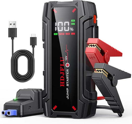 4000A Portable Car Jump Starter, Battery Jump Starter for 8L Gas & 6L Diesel Engines, 10 Safety Protections, 12V Jump Box with Jumper Cable, LED Light, 2.0" LCD Display for Trucks SUV RVs Boats
