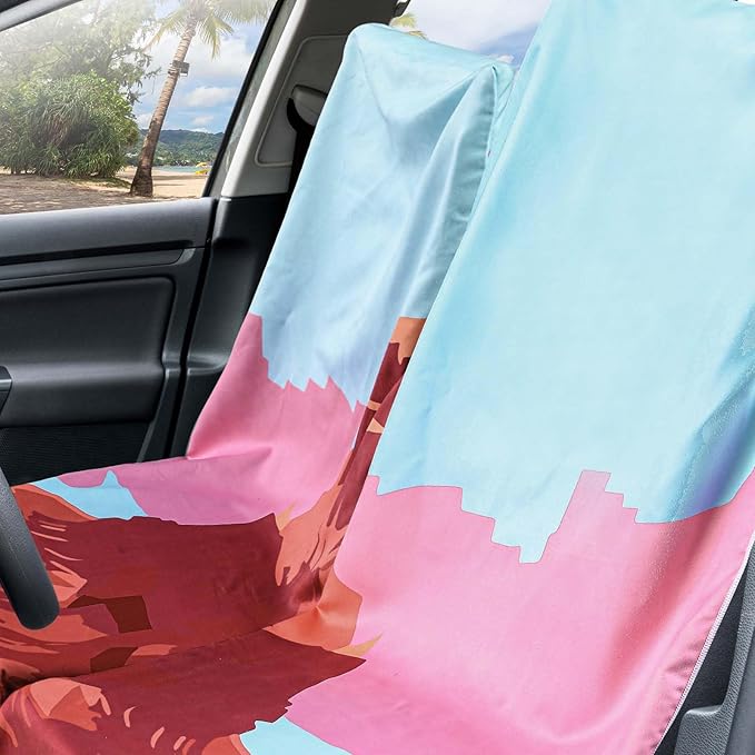 Hahafelt 1 Pack Car Seat Towel Covers with Storage Bag 63 x 32 Inch Athletic Running Towel Seat Sweat Washable Non Slip Cover Gift for Car Outdoor Sport Activities (Grand Canyon)