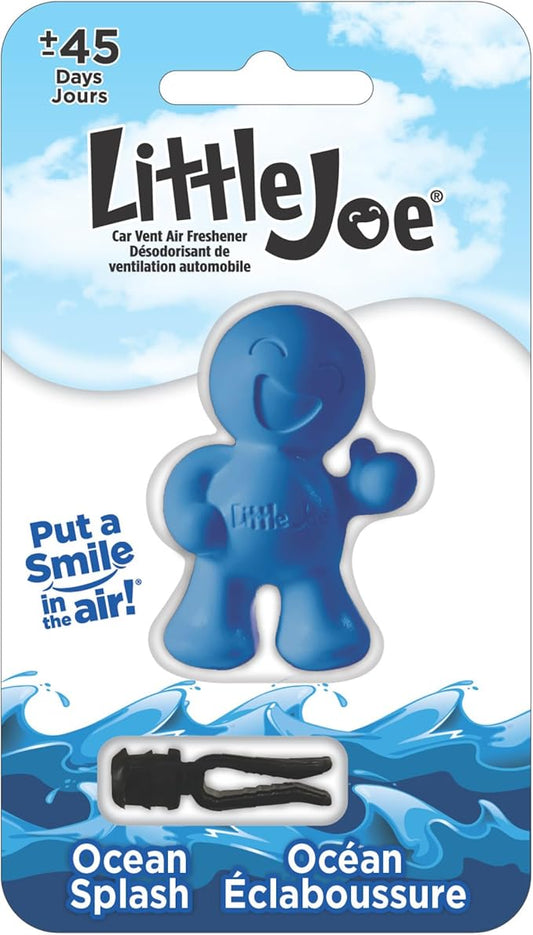Little Joe 96403 Ocean Splash Scent Car Air Freshener Vent Clip, Fights Odors for up to 45 Days, Long-Lasting Freshness, Cute Car Odor Eliminator, Pack of 1