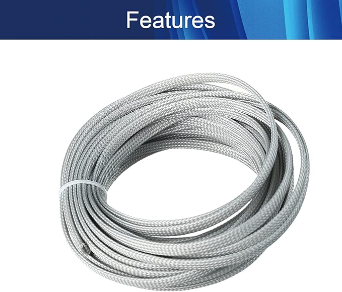 Aicosineg 32.81ft PET Flexible Braided Cable Sleeve 0.25inch Width Wire Loom Sleeving and Organizer Flexible Wire Mesh Sleeve Wrap Protector for TV Audio PC Cords from Pets Chewing Gray