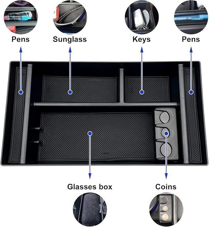Compatible with Chevy Silverado 1500 Accessories/GMC Sierra 1500 2019-2022 Center Console Organizer Tray Fits for 2020-2023 Silverado/Sierra 2500 HD/3500 HD -Full Console Only (Upper Organizer)