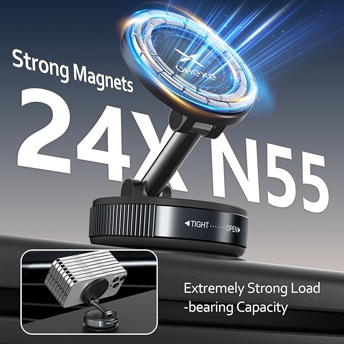 Vacuum Magnetic Phone Holder for You Car 360° Adjustable 96LBS Ultra Suction Cup Car Phone Mount for MagSafe Cell Phone Holders for iPhone 17 Pro Max 16 15 14 13 12 Air Plus