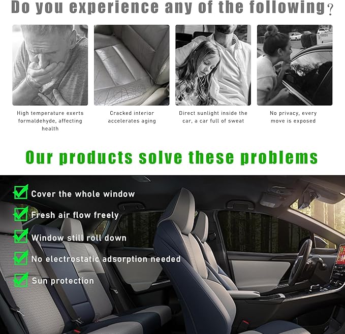 Ohleats 2 PCS Car Window Shades, Auto Front Rear Side Window Sun Shades for Block Heat & UV Protection, Breathable Mesh Baby Window Screen Covers, Universal Car Accessories (SUV Front)