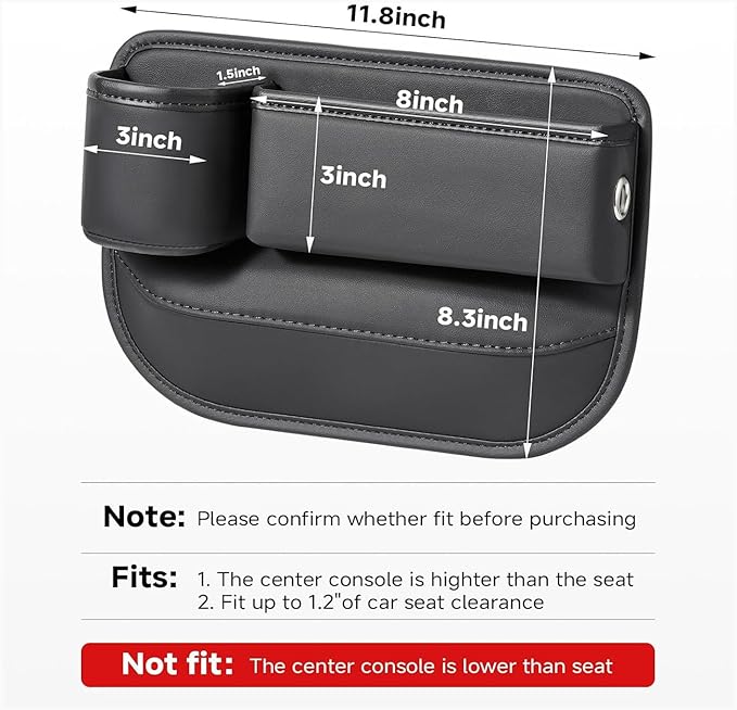 2 Packs Car Seat Gap Filler Organizer for Mercedes-Benz GLB 2020-2025, Leather Seat Storage Box Cup Holder, Phone, Keys, Sunglasses, Cards, Small Items, Car Accessories, Brown