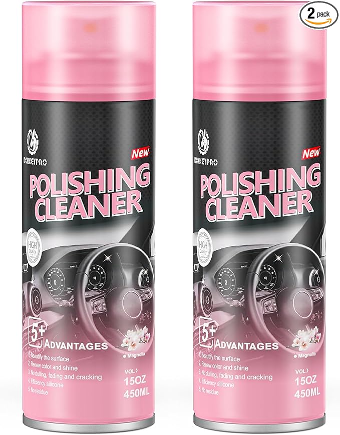 DONKEYPRO Car Interior Cleaner, Polishing Cleaner Detailer Spray for Vehicle Detailing, 450ml Aerosol 15 fl oz with Iron Can (2-Pack)