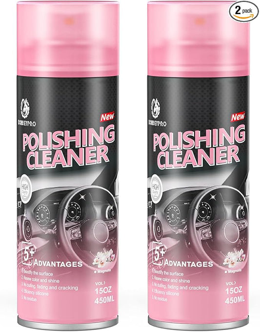 DONKEYPRO Car Interior Cleaner, Polishing Cleaner Detailer Spray for Vehicle Detailing, 450ml Aerosol 15 fl oz with Iron Can (2-Pack)