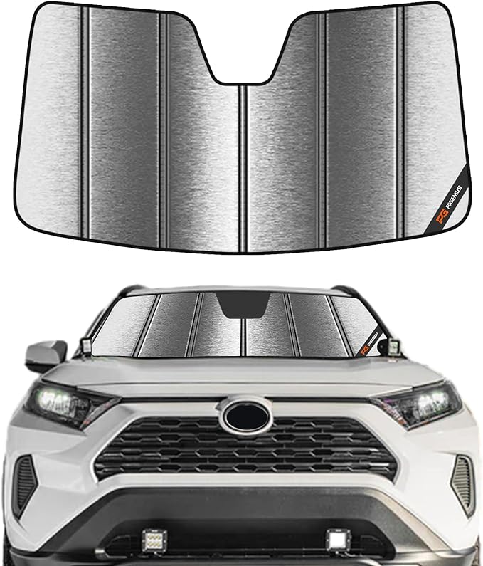 Pigenius Windshield Sunshade for Toyota RAV4 2019-2025, RAV4 Prime 2021-2024 Custom Front Window Sun Shade - Metallic