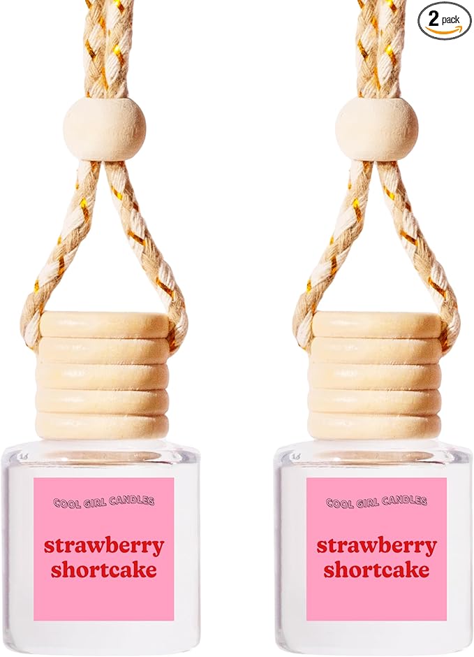 COOLGIRLCANDLES Strawberry Shortcake Car Air Hanging Fragrance Oil Diffuser Car Air Freshener Diffuser for Essential Oils, Scents Aromatherapy Automobile Diffuser, Long Lasting Car Diffuser Bottle