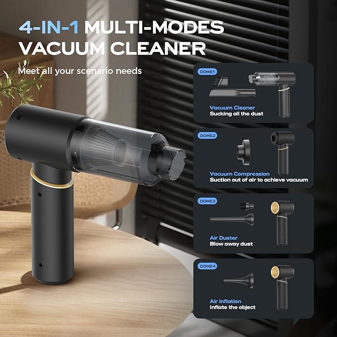 BSRCO Cordless Vacuum Cleaner – 15Kpa Strong Suction, 76W Max Power, 21min Runtime, HEPA Filtration, Quiet (75dB), Lightweight (1.25 lbs), USB-C Charging
