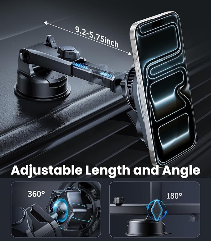 for Magsafe Car Mount Charger with Air-Cooling System, 15W Fast Charging Wireless Car Charger Mount for iPhone 17 16 15 14 13 Pro Max Plus Mini, Vent Dashboard Suction Car Phone Mount Charger
