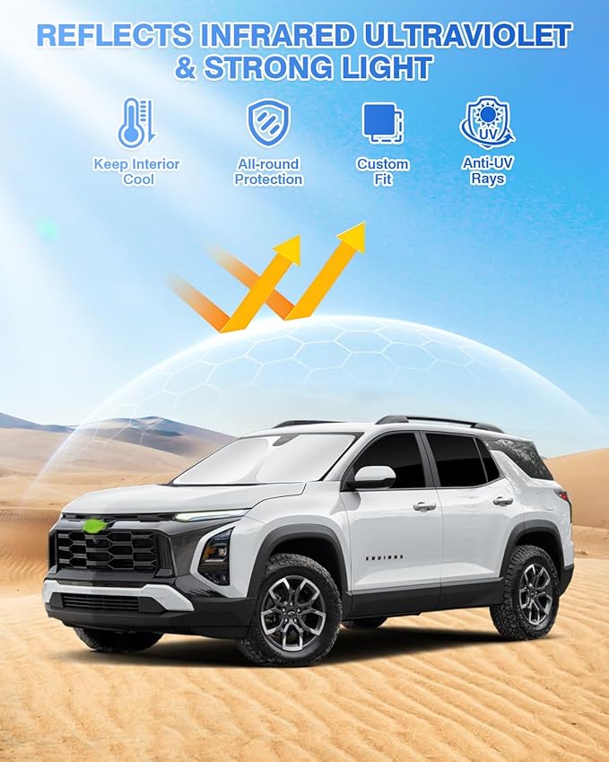 Canvcle Sunshades for 2025 2026 Chevrolet/Chevy Equinox Accessories Windshield Sun Shade Side Rear Window Shade Cover Sun Visor Shield Privacy Protection Keep Car Cool Black 8PCS(NOT for Equinox EV)