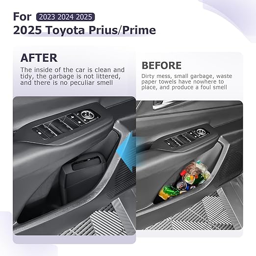 LUWU Car Trash Can Compatible With Toyota Prius/Prius Prime 2023-2025 - Interior Accessory With Lid, Portable Mini Dustbin, Leak-Proof Garbage Bin (Left)