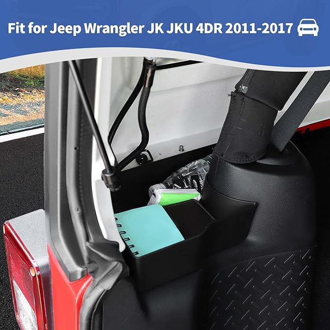 RT-TCZ for Wrangler JK Rear Trunk Storage Box, Trunk Side Tray Organizer for Jeep Wrangler JK JKU 4 Door 2011-2017 Black Interior Storage Accessories 2pcs