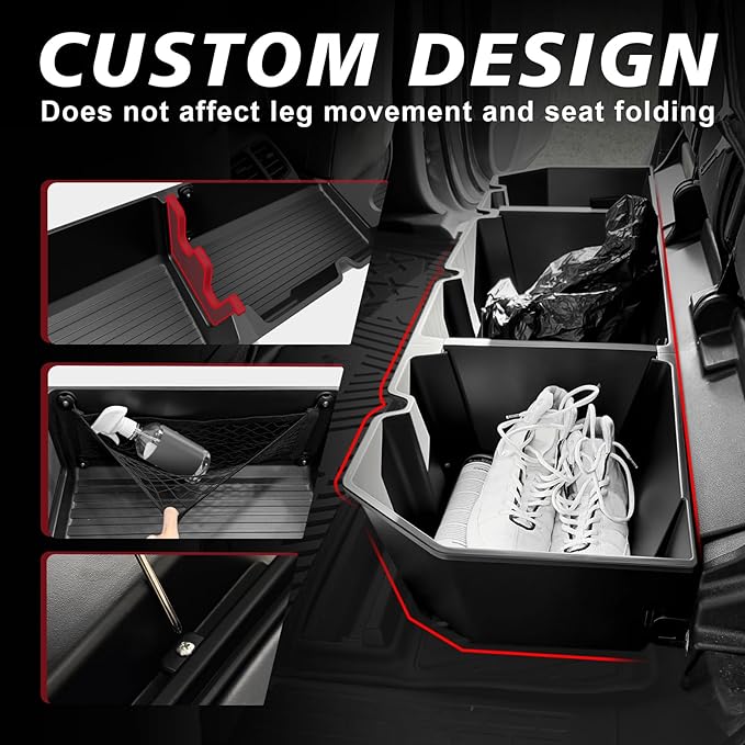 VaultsOnWheels Under Seat Storage Box Compatible with 2026 2025 2024 2023 2022 2017-2021 Honda Ridgeline Accessories Custom Fit Durable Detachable Rear Underseat Organizer