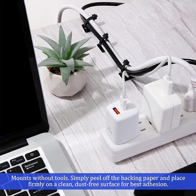 500 Pcs 3/4 Inch Black Self Adhesive Cable Zip Tie Mounts Wires Zip Tie Mounting Base Holders Management Anchors Organizer Holders for Indoor & Outdoor Cable Organization
