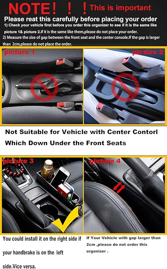 Console Side Pocket, Diamond Crystal Car Seat Pockets Organizer Caddy Catcher Auto Filler Gap Bling Bling Car Console Side Pouchs for Cellphone Wallet Key (Black-2 PCS)