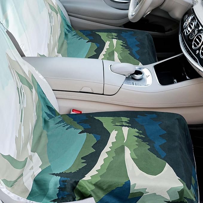 Hahafelt 1 Pack Car Seat Towel Covers with Storage Bag 63 x 32 Inch Athletic Running Towel Seat Sweat Washable Non Slip Cover Gift for Car Outdoor Sport Activities (Yosemite)