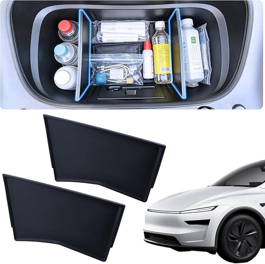 2PCS Front Trunk Divider Storage Partition for Tesla Model Y Juniper 2026 2025 Storage Separation Front Trunk Organizer Dividers for Model Y Juniper Accessories Tpe Black