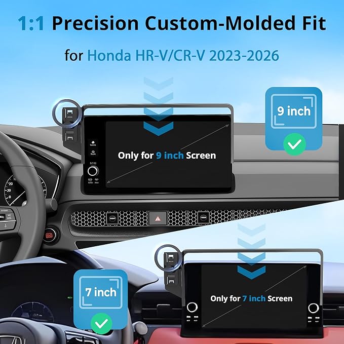 Car Phone Holder for 2023-2026 Honda CR-V & HR-V, MagSafe Compatible 360° Rotation, N52 Super Magnetic Navigation Screen Mount, Ultra-Light ABS for 7/9 Inch Screen Only