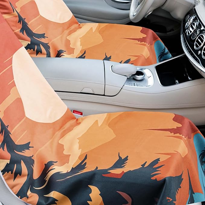 Hahafelt 1 Pack Car Seat Towel Covers with Storage Bag 63 x 32 Inch Athletic Running Towel Seat Sweat Washable Cover Gifts for Car Outdoor Sport Activities Christmas (Sunset)