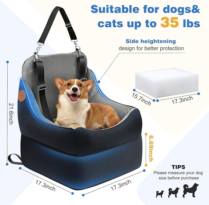 Elevated Dog Cat Car Safety Seat (Thickened Version)