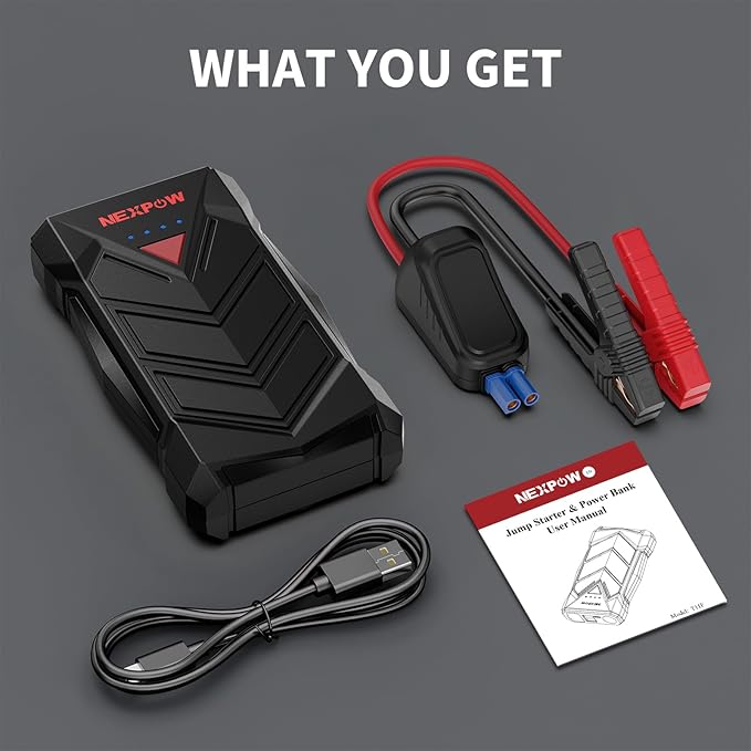 NEXPOW Battery Jumper Starter Portable,12V Car Battery Jump Starter Power Pack with USB Quick Charge (Up to 7L Gas or 5.5L Diesel Engine) Jump Box with Built-in LED Light
