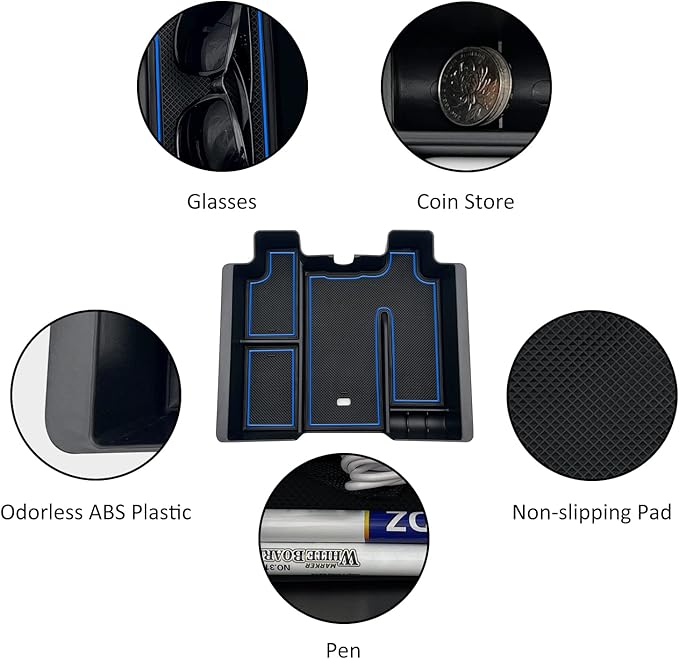 JOJOMARK Center Console Organizer Tray fits for 2019-2022 GMC Sierra/Chevy Silverado 1500 Accessories, 2020-2021 2022 2023 Silverado/Sierra 2500 HD/3500 HD(Full-Size, Blue)