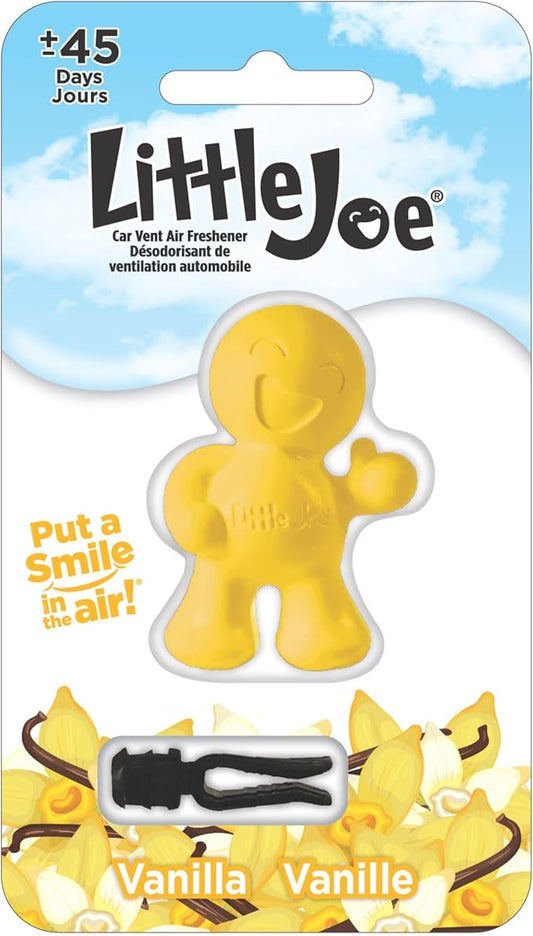 Little Joe 96402 Vanilla Scent Car Air Freshener Vent Clip, Fights Odors for up to 45 Days, Long-Lasting Freshness, Cute Car Odor Eliminator, Pack of 1
