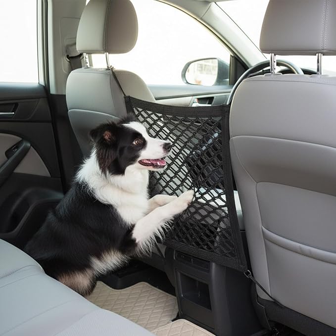Dog Car Net Barrier Stretchable Mesh Dog Car Barrier For Suv Easy Install Elastic Cars Divider For Dogs with Storage Mesh Safer Driving Separates Pets From Passengers For Safely Cars Suvs Vans