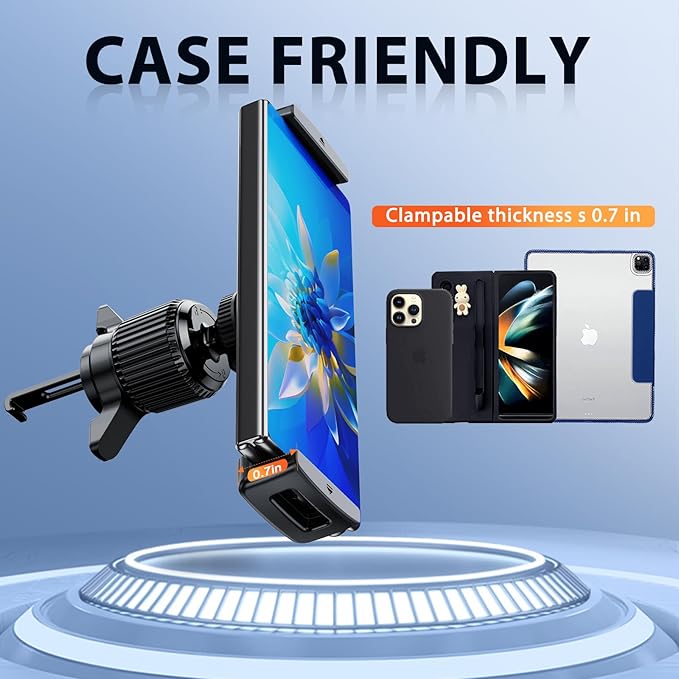 Z Fold 5 Car Mount, [360° Rotatable& Firmly Grip & Never Fall Off] Vent Tablet Mount for Car, iPad mini Car Mount for Samsung Z Fold 7 6 5 4 3 2 iPhone 16 Google Motorola LTC