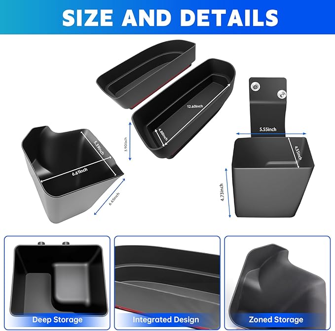Trunk Organizer Fits for 2010-2024 Toyota 4Runner 5-Seat 2nd Row Trunk Storage Box No-Drill Compatible with 4Runner Accessories (Hetero+Hidden+Pair, 4PCS)