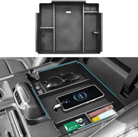 Upgrade Center Console Organizer Compatible with 2025 2026 Ford Expedition Active/Platinum/Tremor/King Ranch - Middle Armrest Storage Box Insert Tray Adopt ABS Material (Not for the 2023-2024 Model)