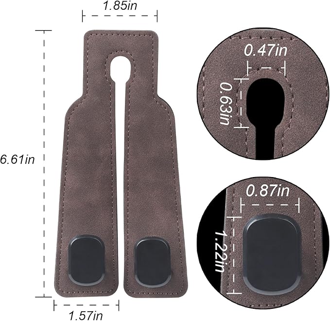 Purse and Bag Hook for Car, Zinc Alloy Seat Headrest Hooks, Upgraded Leather Car Seat Back Purses Hanger and Bags Holder (Brown, 2Pack)