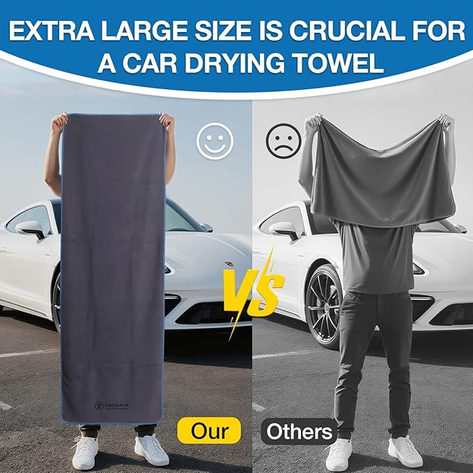 71"X 24" Extra Large Microfiber Towel for Car,Ultra Absorbent Car Washing Cloth,Designed Specifically for Fast Drying Cars,No Shedding,No Streaks, Scratches or Water Spots (Grey)