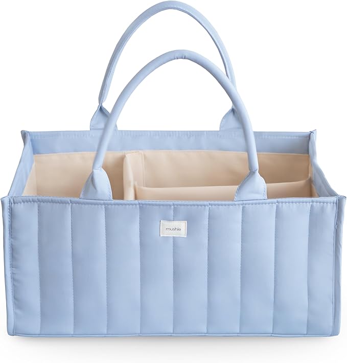 mushie Baby Diaper Caddy | Newborn Essentials Organizer for Diaper Changing Station (Tradewinds)