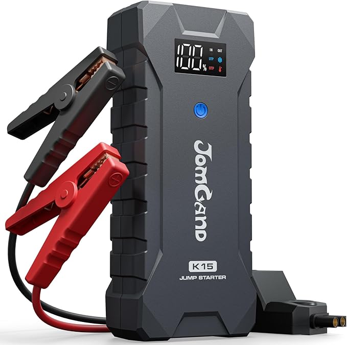 K15 Extremely Safe Jump Starter, 2500A Car Battery Jump Starter for Up to 8.0L Gas & 6.0L Diesel Engines, 12V Portable Jump Box with Jumper Cable, USB Charge, and 3 Mode Flashlight