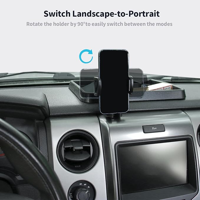 Linskip Dashboard Universal Smartphone Holder Tray Fit for 2009-2014 Ford F-150 Raptor, Rotates Vertical and Horizontal, Easy Push Action, Interior Accessories