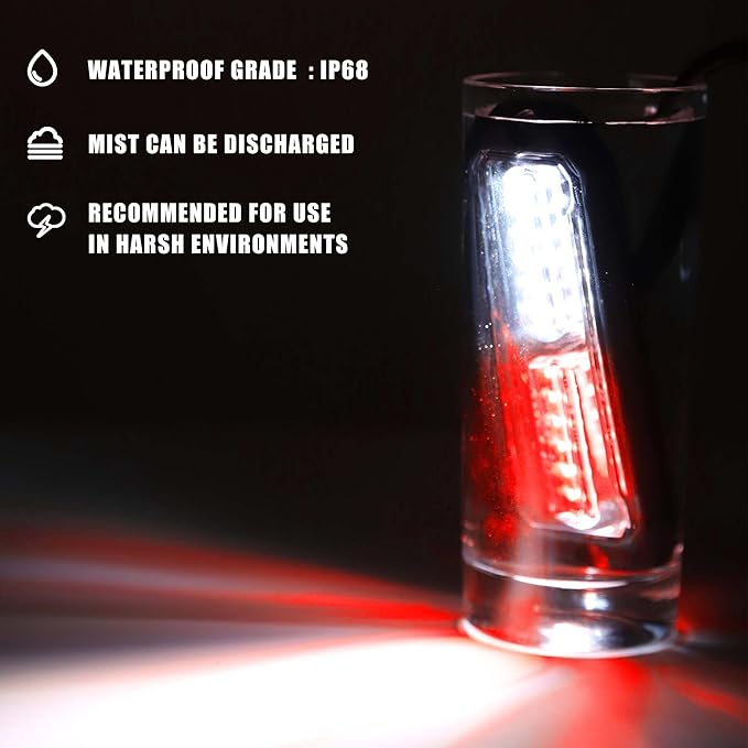 WINECO 12 Led POV Emergency Fire Strobe Lights, Red White Firefighter Surface Mount Grille Grill Warning Flashing Light Caution Construction Hazard Light Bar for Trucks Vehicles
