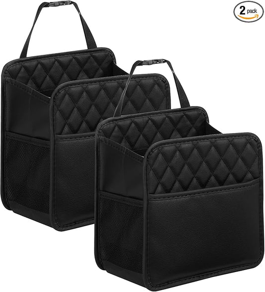 Backseat Car Organizer, Large Hanging Car Organizer Backseat Leather Front & Backseat Multifunctional Waterproof Car Organizers and Storage Back Seat (Black 2Pack)