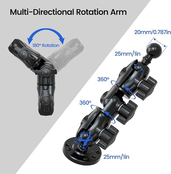 OHLPRO Heavy Duty Truck Tablet Mount - Drill Base iPad Dashboard Holder, 360° Rotating 2-Stage Adjustable Arm for 5-13" Tablets, Secure Multi-Surface Mount for Commercial Vehicles, Wall, Desk